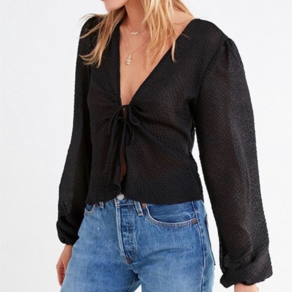 Urban Outfitters Tie Front Long Sleeve Shirt